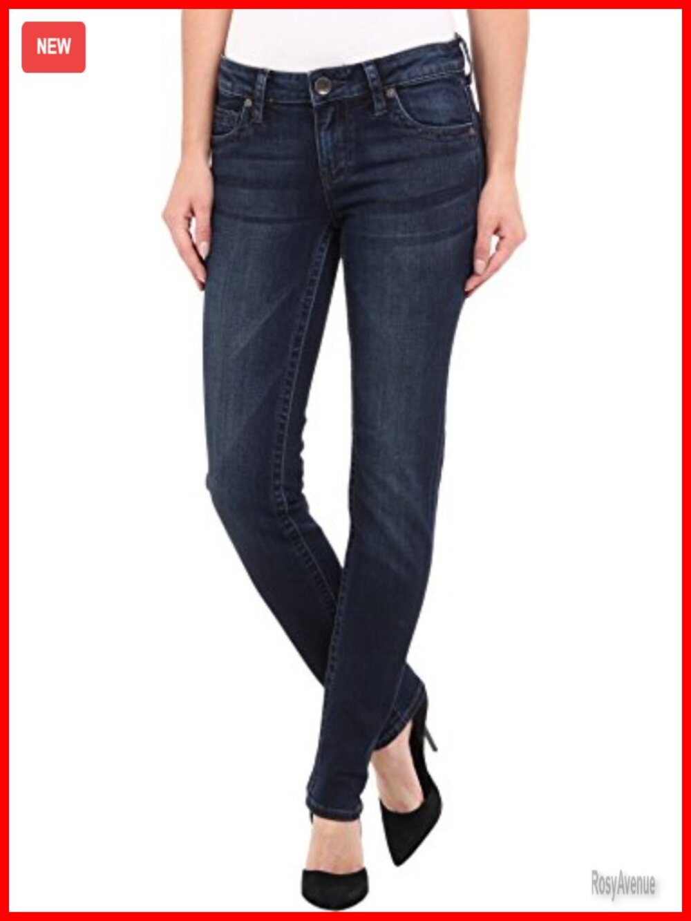 Straight Leg Mid Rise Jeans Slender Five-Pocket Cotton Stretch Casual Denim